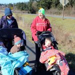 Kristin Wagner (left) and Kerry Western go for a daily stroll with their children along Coupeville&rsquo;s Kettles Trail Tuesday. The segment is part of a planned &ldquo;Bridge to Boat&rdquo; non-motorized trail along State Road 525 that would run the length of central Whidbey Island.                                Photo by Patricia Guthrie/Whidbey News-Times