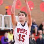Brian Shank puts up a shot in Monday&rsquo;s game with Sequim. (Photo by John Fisken)