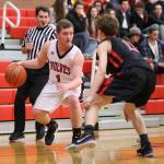 Coupeville&rsquo;s Gabe Wynn works to get by Port Townsend&rsquo;s Jaden Watkins. (Photo by John Fisken)