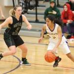 Rashanna Graham tries to beat Getchell&rsquo;s Gabrielle Grandbois off the dribble. (Photo by John Fisken)