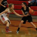 Allison Wenzel harasses Klahowya&rsquo;s Kindra Fuller. (Photo by Jim Waller/Whidbey News-Times)