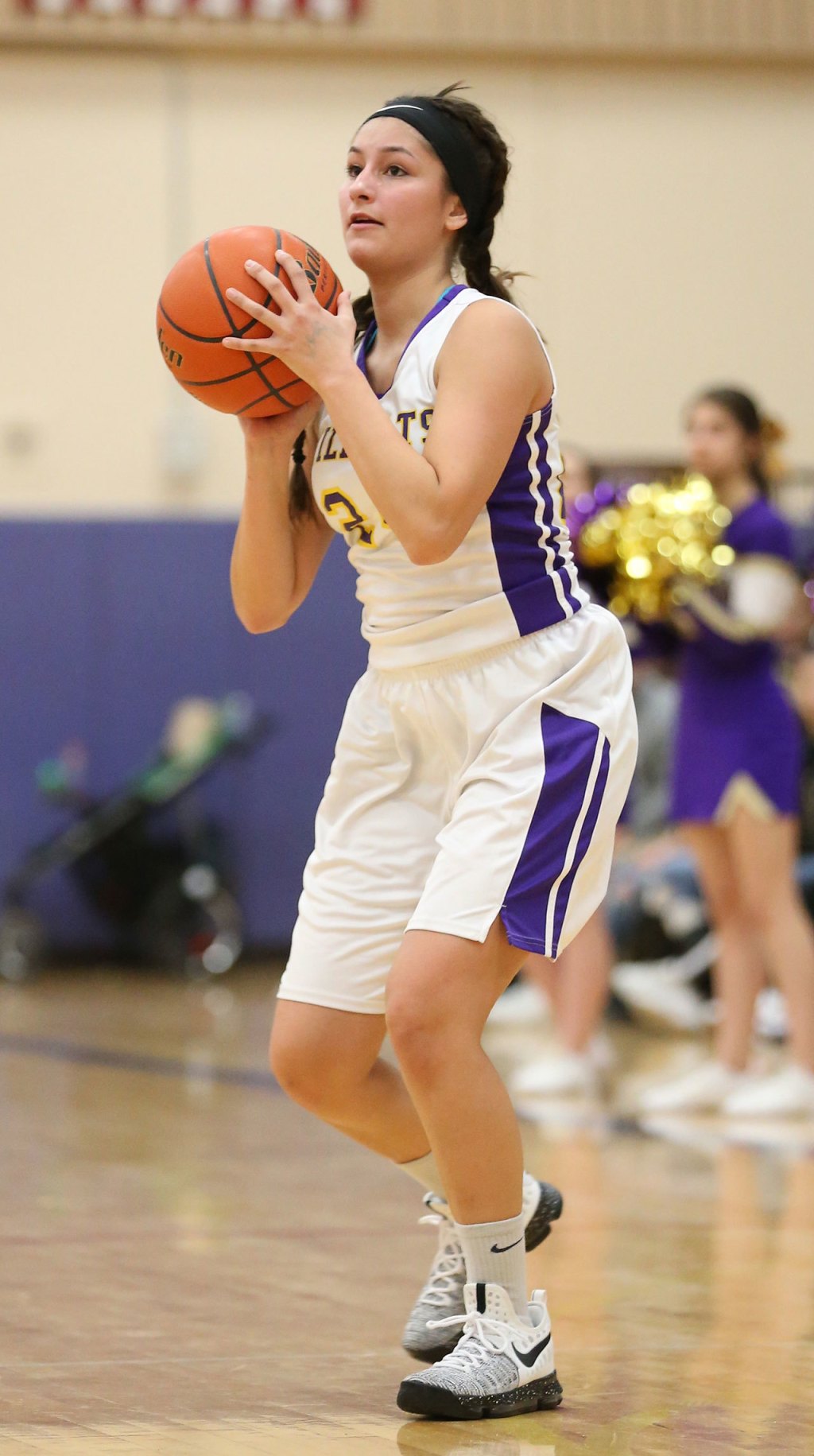 Jordan Wood-Pina gets ready to launch a shot Wednesday. (Photo by John Fisken)