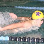 Enrique Perez won two individual events Monday, including the 100-meter butterfly. (Photo by John Fisken)