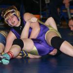 Caitlin Woodworth work for a pin on the way to earning first place in the Sedro-Woolley Tournament Saturday. (Photo by John Fisken)