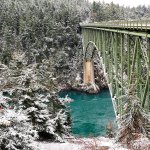Deception Pass Bridge is seen dusted with fresh snow Monday, February 6, on Whidbey Island. Photo by Michael Watkins/Whidbey/News-Times