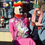Cindy Van Dyke decorates mascot Pat to advertise the the Mardi Gras Dance on Feb. 25 which will benefit the Community Foundation for Coupeville Public Schools. Photo by Megan Hansen/Whidbey News-Times
