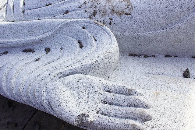 Hands of the Virgin Mary statue were damaged during Wednesday night&rsquo;s vandalism. Photo by Patricia Guthrie/Whidbey News-Times