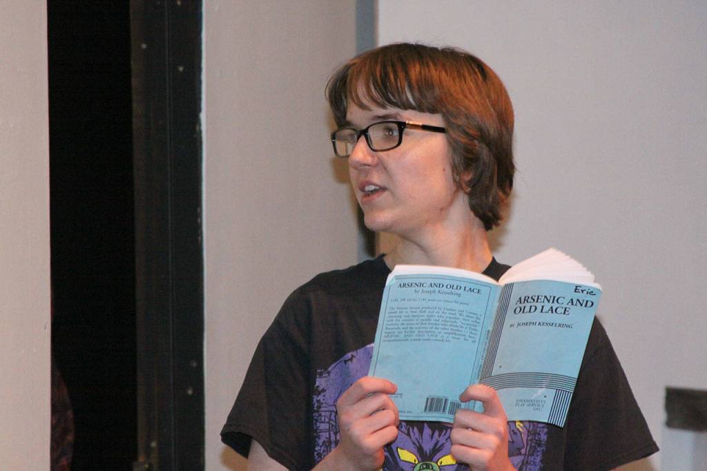 Eric Wertz of Coupeville High School&rsquo;s Wolf PAC Theatre Troupe rehearses for &ldquo;Arsenic and Old Lace&rdquo; at Coupeville&rsquo;s Performing Arts Center Monday night, Feb. 27, 2017. Photo by Ron Newberry/Whidbey News-Times