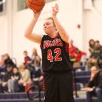 Kailey Kellner puts up a jumper in Thursday&rsquo;s district tournament game. (Photo by John Fisken)