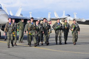 Pilots and aircrew from Tactical Electronic Warfare Squadron 130 return home to Naval Air Station Whidbey Island Dec. 30, 2016, from a six month deployment and were reunited with their families just in time for the new year. Photo by Michael Watkins/Whidbey News-Times