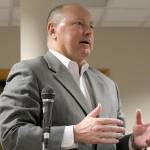 Evan Thompson / The Record &mdash; Langley&rsquo;s city attorney, Mike Kenyon of Issaquah-based Kenyon Disend, discusses his recommendation for the city not to declare sanctuary city status at a Langley City Council meeting in January. Mayor Tim Callison billed The Record $64 for a reporter&rsquo;s request to examine the law firm&rsquo;s recommendation.