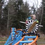 Wyatt Brazelton goes for a ride on his backyard roller coaster Wednesday, March 1, 2017 in Oak Harbor. Photo by Ron Newberry/Whidbey News-Times