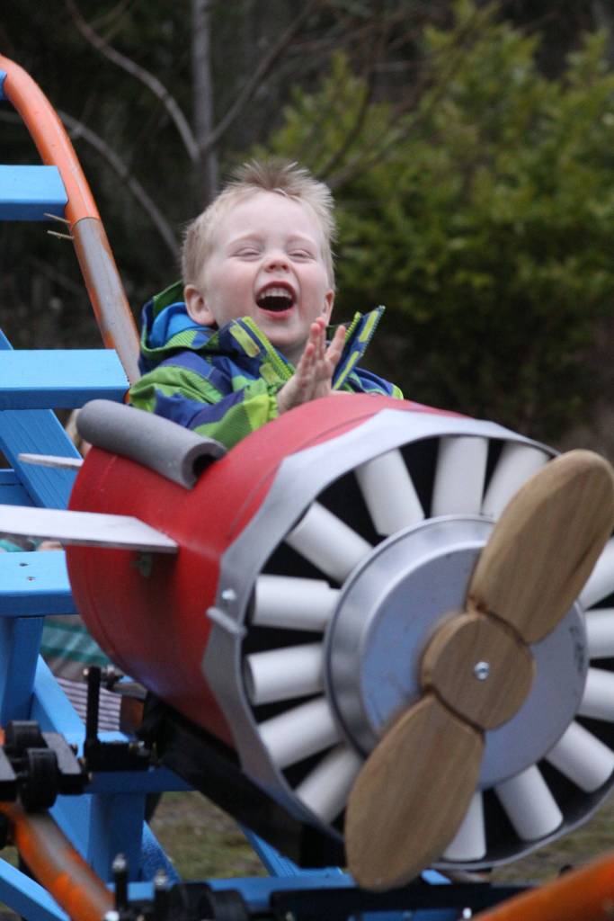 Wyatt Brazelton goes for a ride on his backyard roller coaster Wednesday, March 1, 2017 in Oak Harbor. Photo by Ron Newberry/Whidbey News-Times