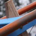 PVC conduit and two-by-four&rsquo;s mostly make up the 140-foot long roller coaster track. Photo by Ron Newberry/Whidbey News-Times