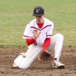 Matt Hilborn looks in a grounder Saturday. (Photo by John Fisken)