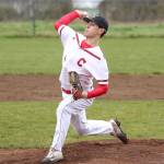 Hunter Smith throws a pitch before leaving the mound in the second inning with an injury. (Photo by John Fisken)