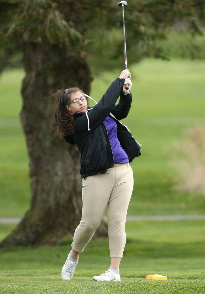 Dana Cornejo tees off Tuesday. (Photo by John Fisken)