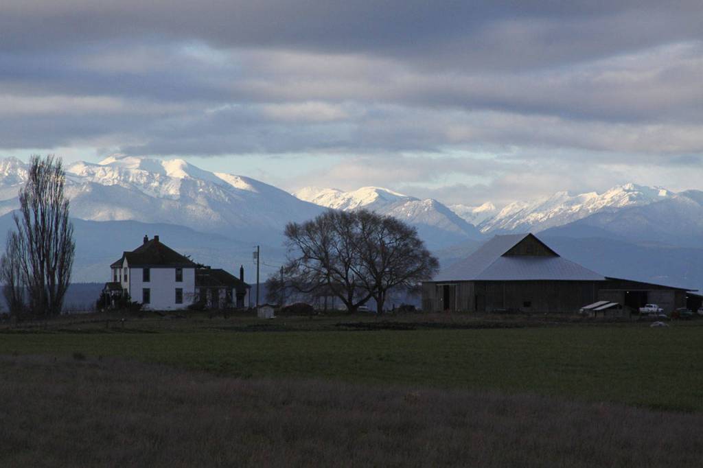 An early morning view of Willowood Farm and the Smith Barn, right, on Feb. 22, 2017. Photo by Ron Newberry/Whidbey News-Times