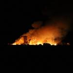 The orange glow caused from the Smith Barn fire on Ebey&rsquo;s Prairie Monday night, March 6, 2017. Photo by Ron Newberry/Whidbey News-Times