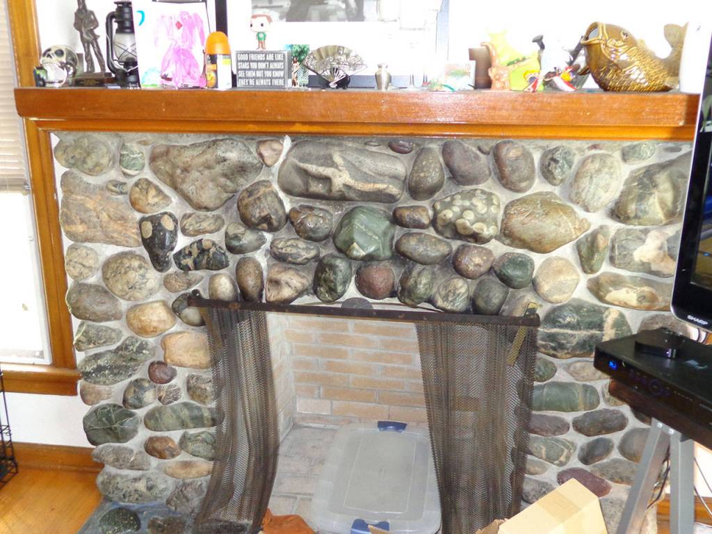 A rock fireplace inside Quarters I, the farmhouse built in 1930. Photo provided by NAS Whidbey