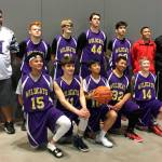 The Whidbey Island middle school state tournament team &mdash; back row, left to right: coach Nick Asinsin, Parker Burkett Buffenbarger, Colton Livingston, Jared McDonald, Matthew Kelley , Jaden Brown and coach Danny Brown; front row, left to right: Cameron Asinsin, Landon Cantrell, Joel Pacleb, Malachi Rainey-Baker and Daniel Olson.