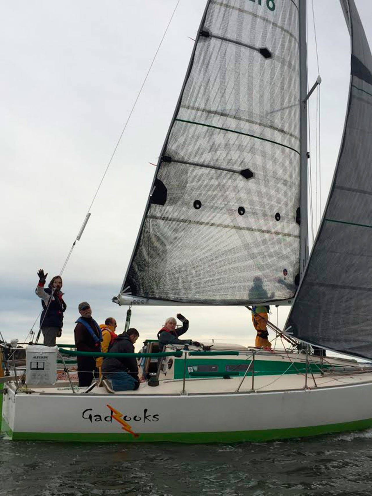 The crew of Gadzooks heads out for the race. (Photo by Beth Munns)