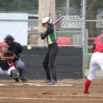 Coupeville pitcher Katrina McGranahan fires to catcher Sarah Wright. (Photo by John Fisken)