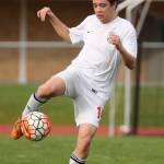 Laurence Broado controls a pass in Tuesday&rsquo;s win. (Photo by John Fisken)
