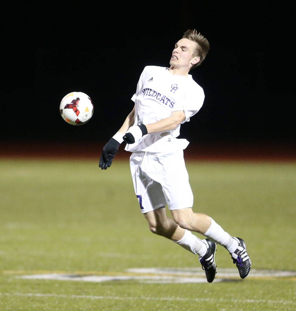 Kegan Snell uses his chest to take control of the ball Friday. (Pboto by John Fisken)
