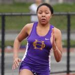 Amaya Rittierodt races to first place in the 200 meters Thursday. (Photo by John Fisken)