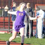 Cami Bristow throws the javelin on the way to winning the event. (Photo by John Fisken)