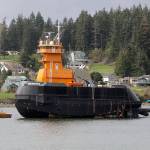 Nichols Brothers most recently completed vessel, an articulating tug barge named S-182Abundance, launched from the boat yard on last week. It&rsquo;s the heaviest vessel to launchfrom the boat yard in &ldquo;a long time.&rdquo; Photo by Kyle Jensen / Whidbey News Group