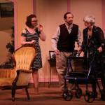Katie McClimans, left, Andy Russell and Tallie Boyer participate in a dress rehearsal for the comedy &ldquo;37 Postcards&rdquo; Thursday night, April 6, 2017, at the Whidbey Playhouse in Oak Harbor. Photo by Ron Newberry/Whidbey News-Times