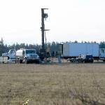 File photo/Whidbey News-Times                                Crews drill test wells at the Navy&rsquo;s Outlying Field Coupeville in February.