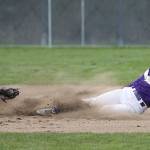 Trent Benson attempts to steal second base in Friday&rsquo;s win over Edmonds-Woodway. (Photo by John Fisken)