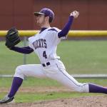 Steven Richards fires a pitch for the Wildcats. The senior finished with a four-hitter. (Photo by John Fisken)