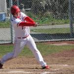 Julian Welling grounds out to shortstop, driving in a run. (Photo by Jim Waller/Whidbey News-Times)