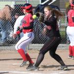 Kyla Briscoe scores for Coupeville on a wild pitch. (Photo by John Fisken)