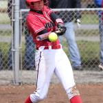 Katrina McGranahan stroked two base hits and threw a no-hitter in the win over Lynden Christian. (Photo by John Fisken)