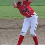 Katrina McGranahan focuses in on a pitch. (Photo by Jim Waller/Whidbey News-Times)
