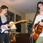 Jourdan Wallace, left, and Tyler Grehan lead Backyard Bison in a band practice last week. Photo by Daniel Warn/Whidbey News-Times