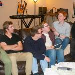 From left, Backyard Bison members Tyler Grehan, Ryan Evans, Kenyon Sirak, Samuel Gibbon, Elijah Marth and Jourdan Wallace enjoy each other&rsquo;s company during a break from band practice last week. Backyard Bison recently won Oak Harbor High School&rsquo;s Battle of the Bands. Photo by Daniel Warn/Whidbey News-Times
