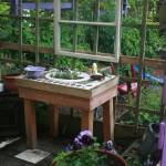 The Nuckols made a pocket garden out of old kitchen furnishings. Photo by Daniel Warn/Whidbey News-Times.