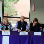 The uncertainty of health insurance coverage garnered much attention at Monday&rsquo;s meeting of the Whidbey Island Public Hospital District Board of Commissioners. Left to right, commissioners Grethe Cammermeyer, Nancy Fey, board president Ron Wallin, WhidbeyHealth CEO Geri Forbes and WhidbeyHealth CFO Ron Telles.                                 Photo by Patricia Guthrie
