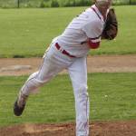 Coupeville pitcher Hunter Smith keeps his eye on the ball in Tuesday&rsquo;s game with Bellevue Christian. (Photo by Jim Waller/Whidbey News-Times)