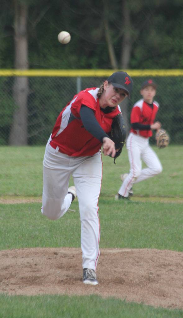 Coupeville&rsquo;s Chelsea Prescott throws a pitch for the Wolves. (Photo by Jim Waller/Whidbey News-Times)