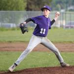 Will Rankin fires a pitch for Oak Harbor. (Photo by John Fisken)