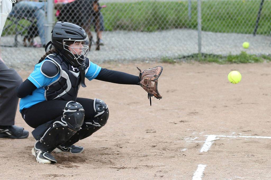Mollie Bailey looks in a pitch for Central Whidbey. (Photo by John Fisken)