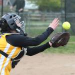 North Whidbey&rsquo;s Shelby Chambers runs down a pop-up. (Photo by John Fisken)