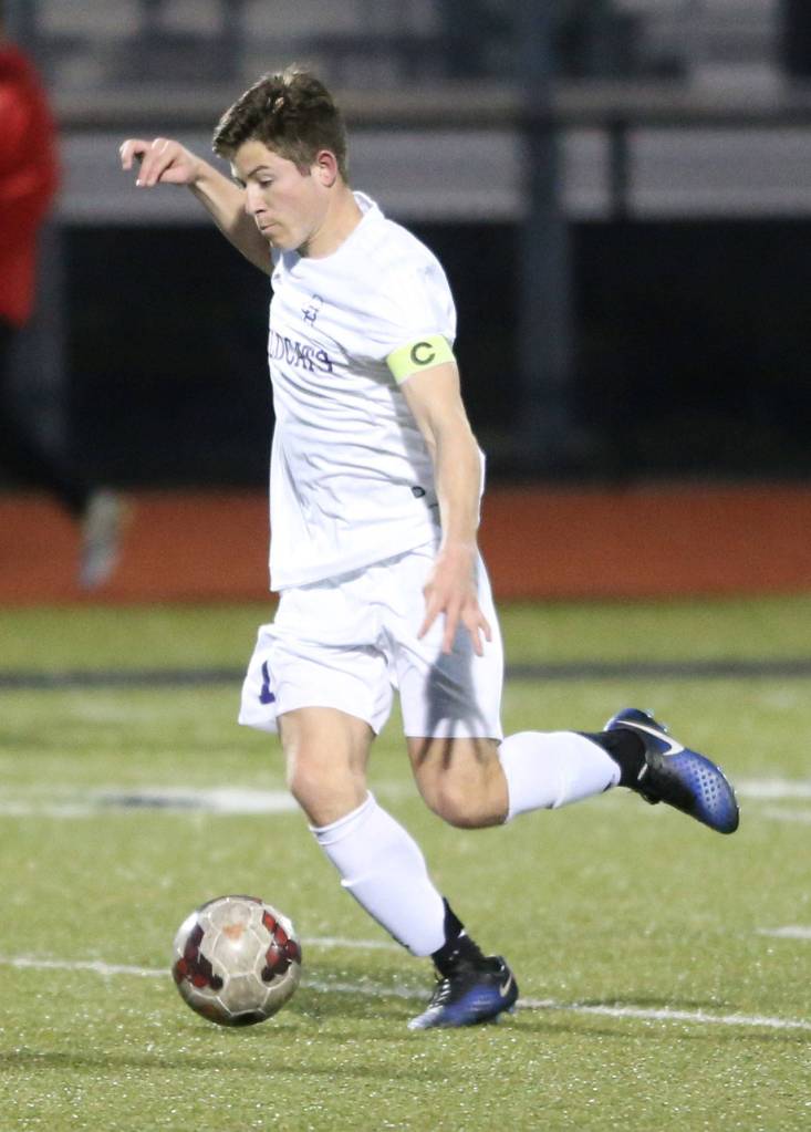JJ Mitchell boots the tying goal midway through the second half. (Photo by John Fisken)